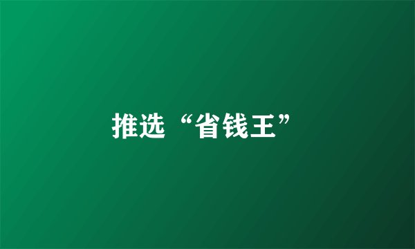 推选“省钱王”