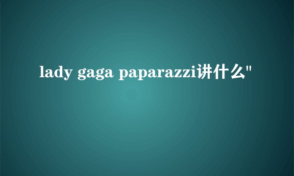 lady gaga paparazzi讲什么