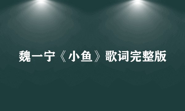 魏一宁《小鱼》歌词完整版