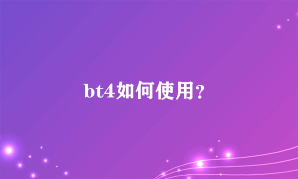 bt4如何使用？
