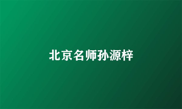 北京名师孙源梓