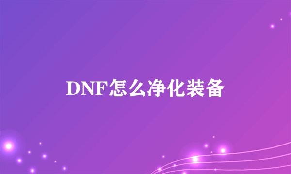 DNF怎么净化装备