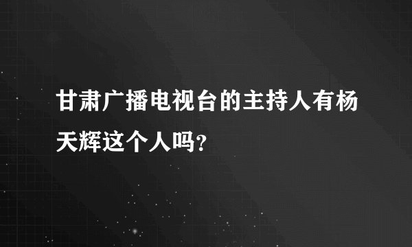 甘肃广播电视台的主持人有杨天辉这个人吗？