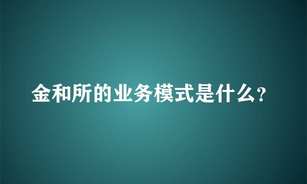 金和所的业务模式是什么？