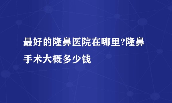 最好的隆鼻医院在哪里?隆鼻手术大概多少钱
