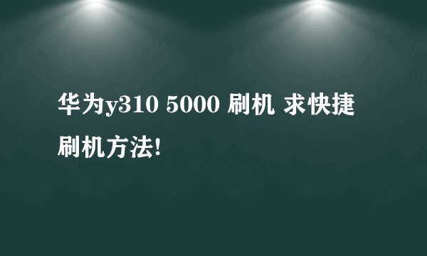 华为y310 5000 刷机 求快捷刷机方法!