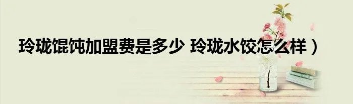 玲珑馄饨加盟费是多少 玲珑水饺怎么样）