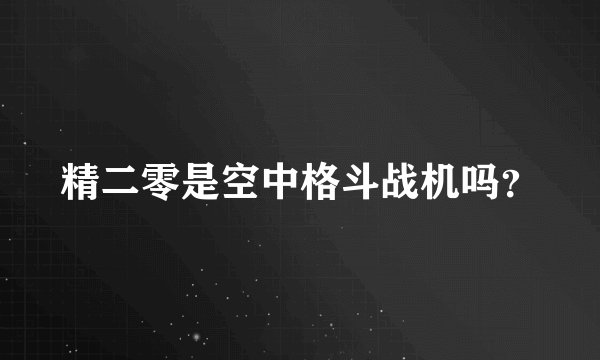 精二零是空中格斗战机吗？