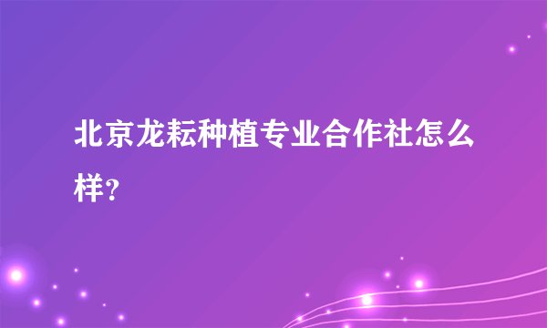 北京龙耘种植专业合作社怎么样？