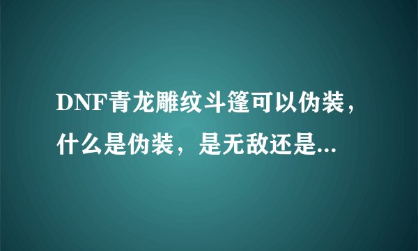 DNF青龙雕纹斗篷可以伪装，什么是伪装，是无敌还是透明？（是别人打不到还是看不到），还有伪装多少秒？