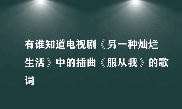 有谁知道电视剧《另一种灿烂生活》中的插曲《服从我》的歌词
