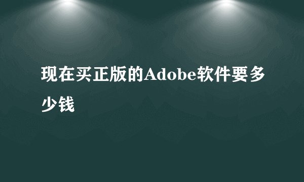 现在买正版的Adobe软件要多少钱