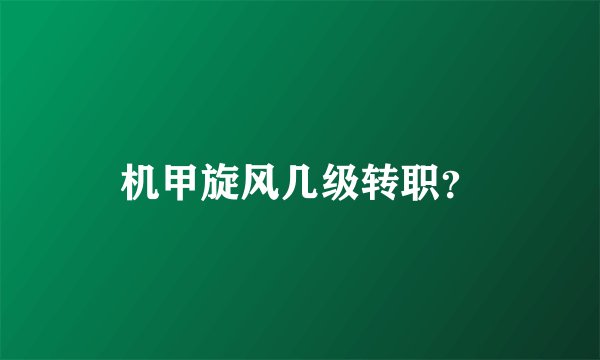 机甲旋风几级转职？