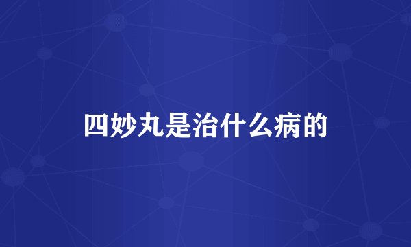 四妙丸是治什么病的