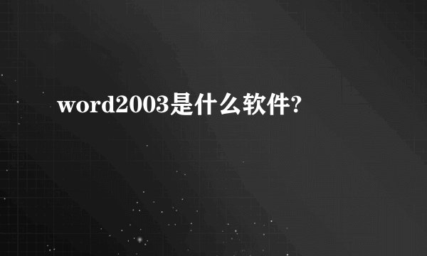 word2003是什么软件?