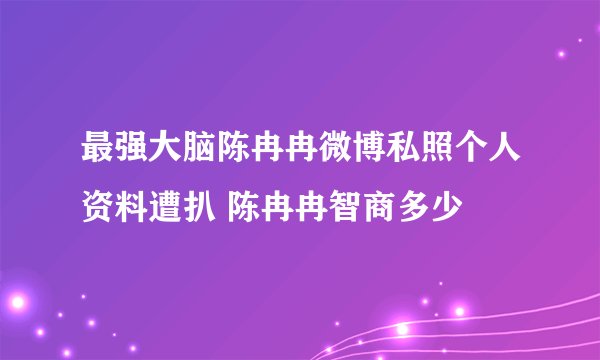 最强大脑陈冉冉微博私照个人资料遭扒 陈冉冉智商多少
