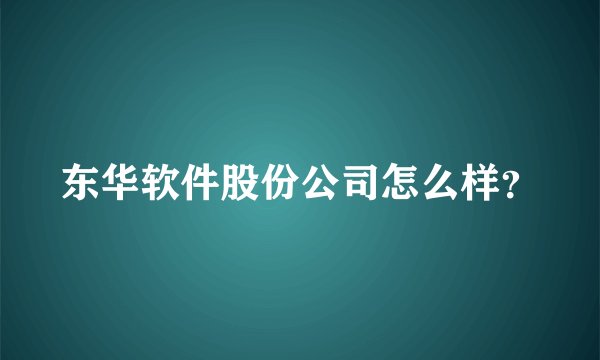 东华软件股份公司怎么样？