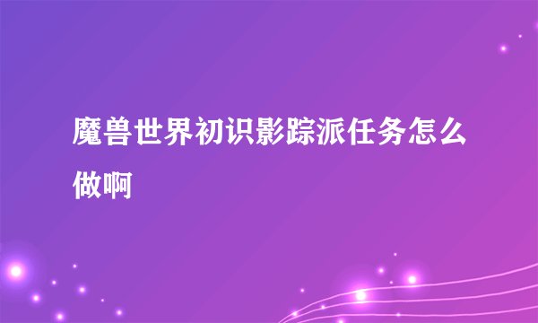 魔兽世界初识影踪派任务怎么做啊