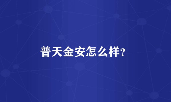 普天金安怎么样？