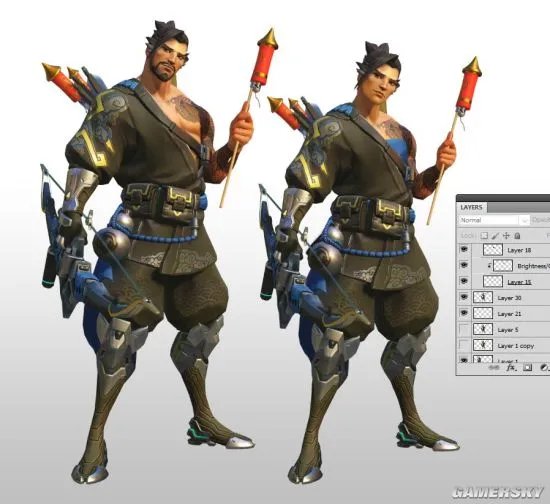 网友自制性转版《守望先锋》 女版半藏魅气十足