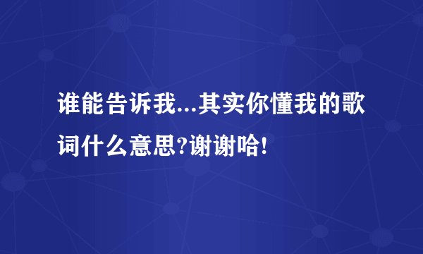 谁能告诉我...其实你懂我的歌词什么意思?谢谢哈!