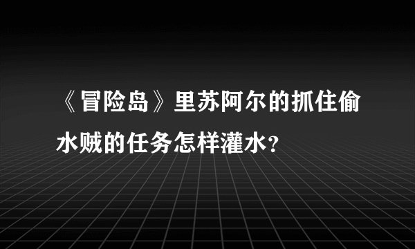 《冒险岛》里苏阿尔的抓住偷水贼的任务怎样灌水？