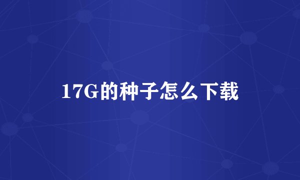 17G的种子怎么下载