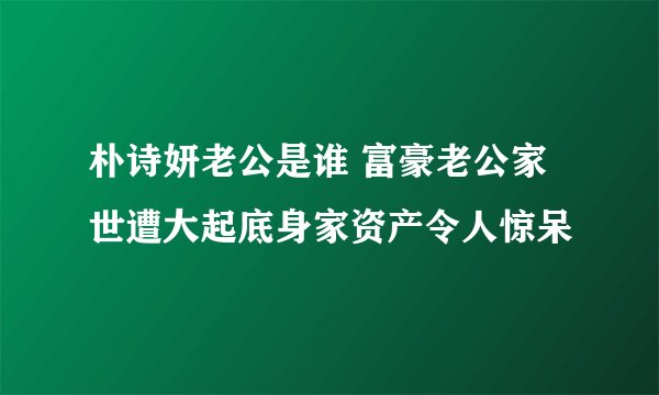 朴诗妍老公是谁 富豪老公家世遭大起底身家资产令人惊呆