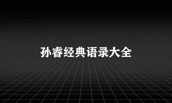 孙睿经典语录大全