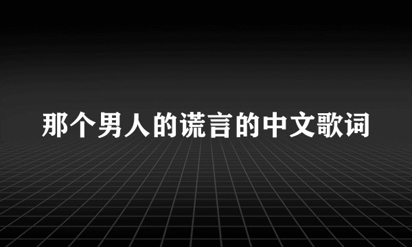 那个男人的谎言的中文歌词