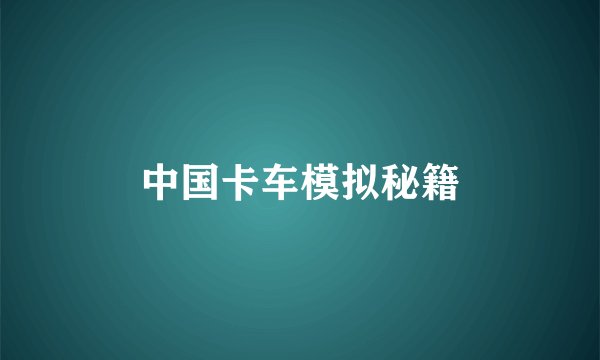 中国卡车模拟秘籍