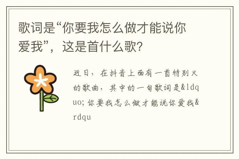 歌词是“你要我怎么做才能说你爱我”，这是首什么歌？