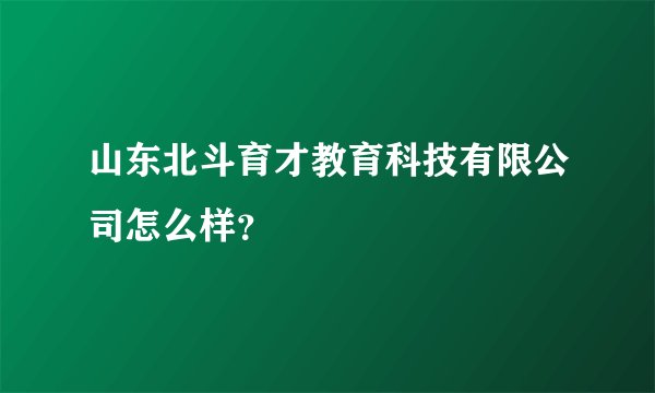 山东北斗育才教育科技有限公司怎么样？