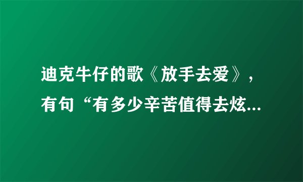 迪克牛仔的歌《放手去爱》，有句“有多少辛苦值得去炫耀”，你是怎么理解的？