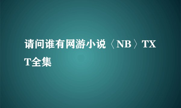 请问谁有网游小说〈NB〉TXT全集