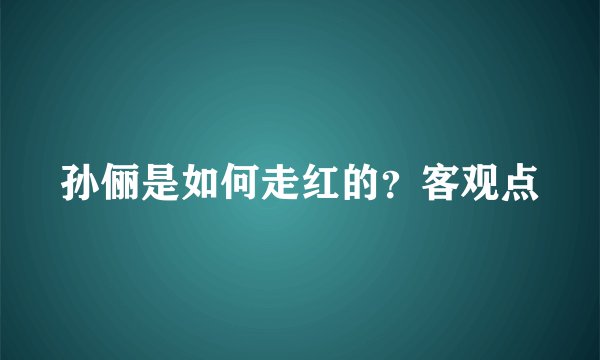 孙俪是如何走红的？客观点