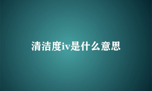 清洁度iv是什么意思