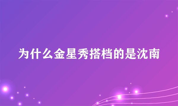 为什么金星秀搭档的是沈南