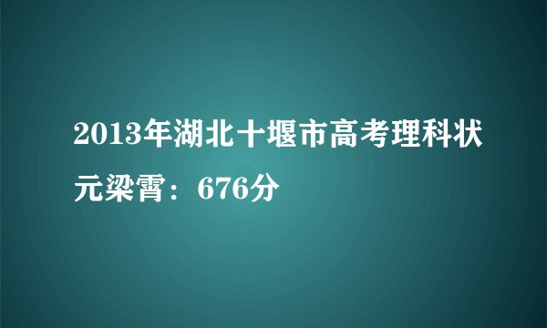 2013年湖北十堰市高考理科状元梁霄：676分