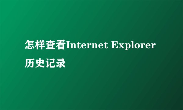 怎样查看Internet Explorer历史记录