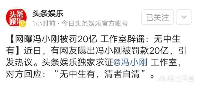 冯小刚被罚款20亿是真的吗？
