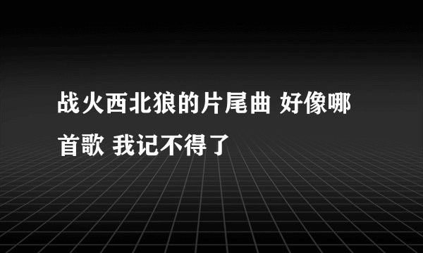 战火西北狼的片尾曲 好像哪首歌 我记不得了