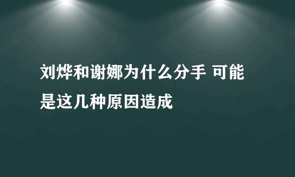 刘烨和谢娜为什么分手 可能是这几种原因造成