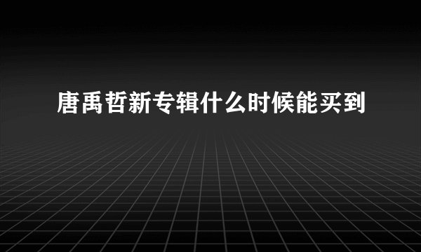 唐禹哲新专辑什么时候能买到