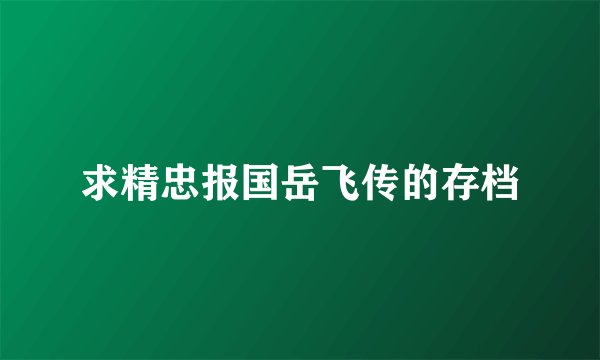 求精忠报国岳飞传的存档