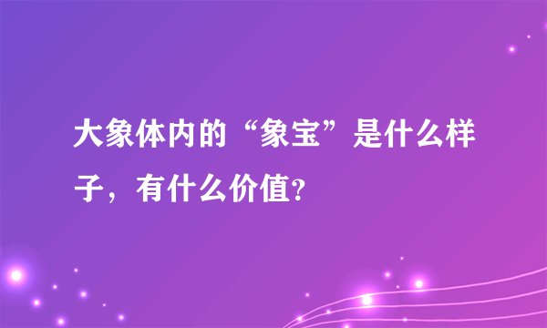 大象体内的“象宝”是什么样子，有什么价值？