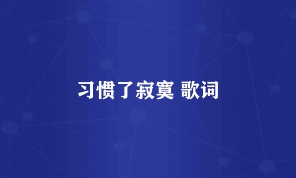 习惯了寂寞 歌词