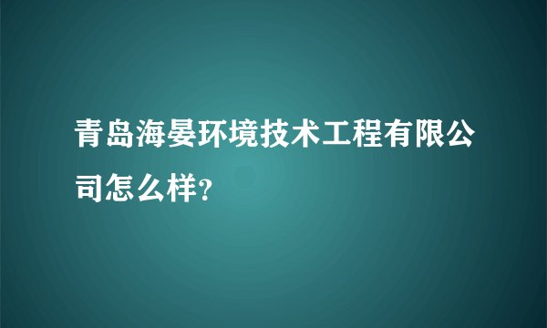 青岛海晏环境技术工程有限公司怎么样？