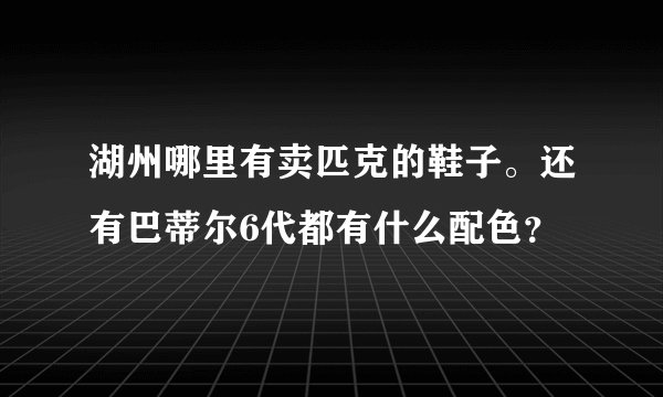湖州哪里有卖匹克的鞋子。还有巴蒂尔6代都有什么配色？
