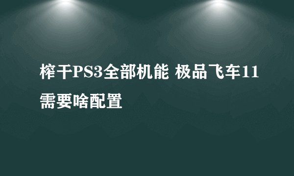 榨干PS3全部机能 极品飞车11需要啥配置